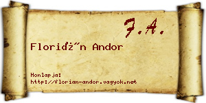 Florián Andor névjegykártya